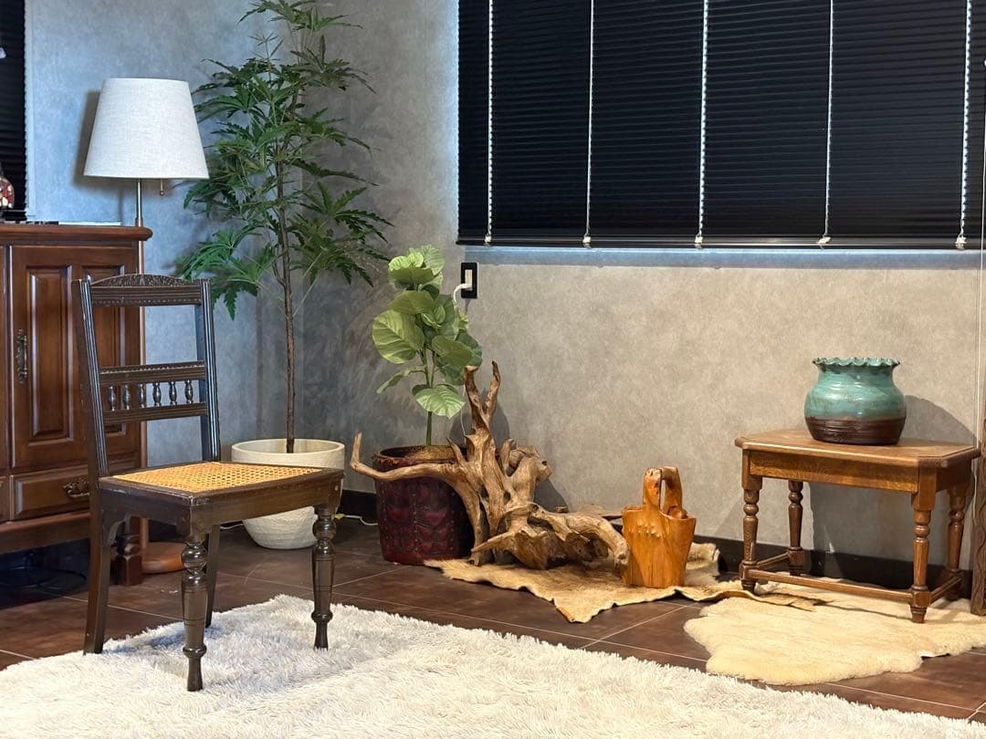 希少　フレンチクラシック　アンティークチェア　ヴィンテージ　無垢材　ラタン　IH