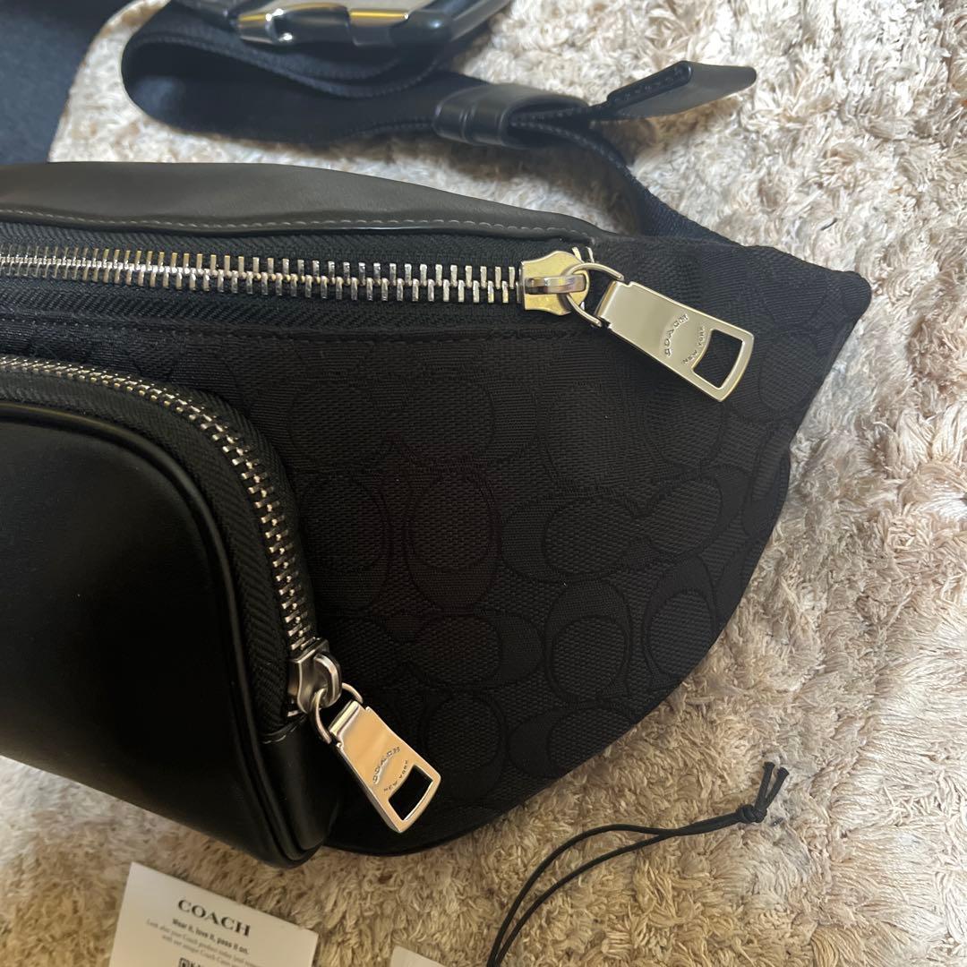 新作　COACH　レーサー ベルトバッグ・シグネチャー ジャカード　ボディバッグ