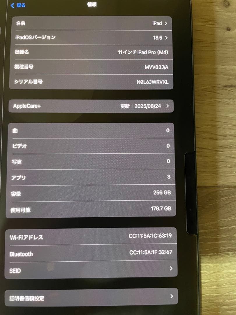 ipad pro 11インチ m4 Wi-Fiモデル256GB