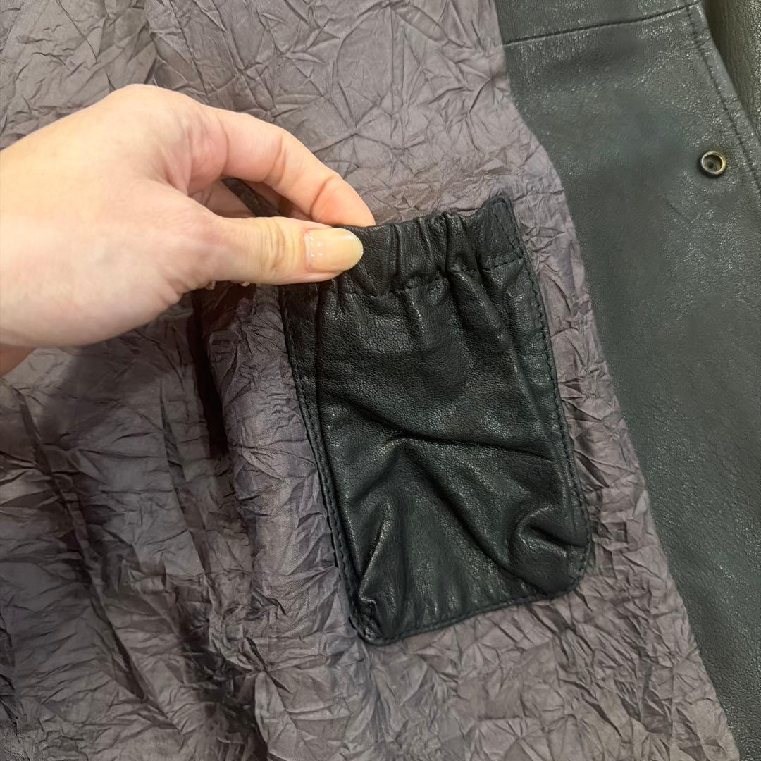 【新品】GIORGIO ARMANI 黒タグ レザーテーラードジャケット