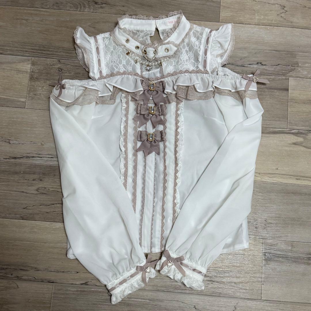 LIZLISA リズリサ 3つリボンフロントチョーカーブラウス 長袖 ピンク