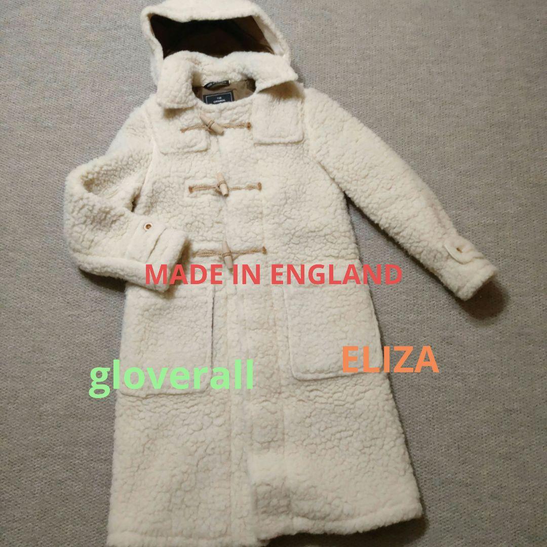gloverall オフホワイト ダッフルコート モコモコウール 38 フード