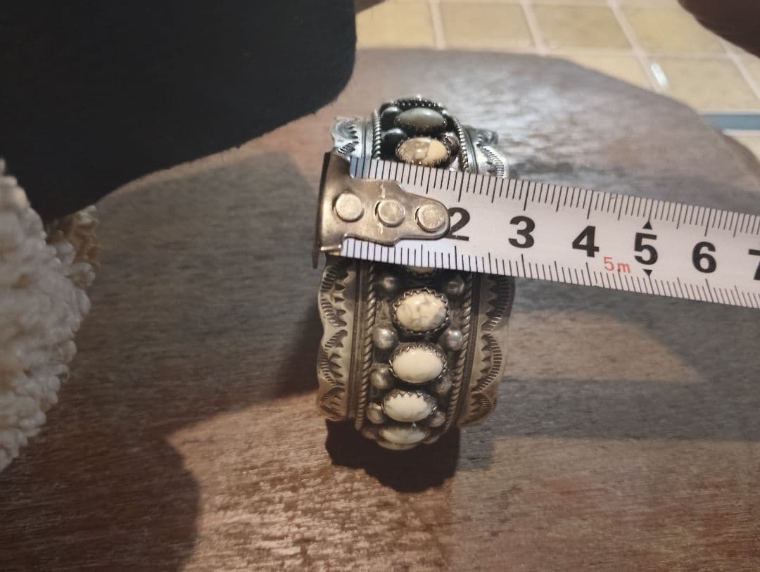 ま*】様 総重量57.7g　ホワイトバッファロー特注ブレス　ナバホ　ズニ　キムタ