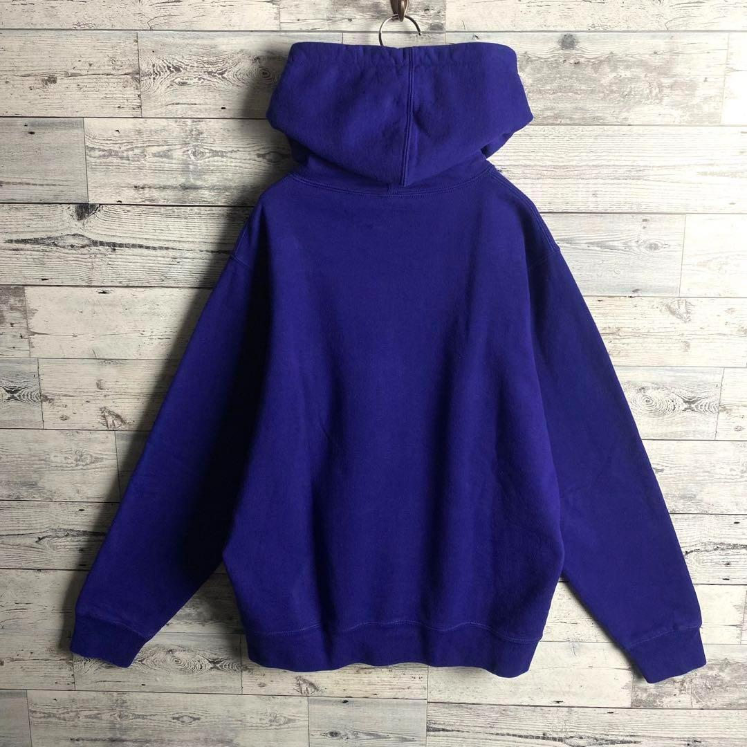 【希少デザイン】シュプリーム☆センター刺繍 スモール ロゴ パーカー パープル