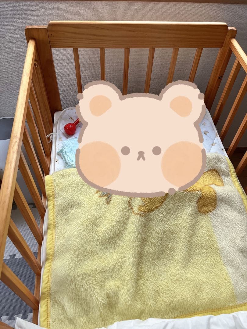 【組み立て式】KATOJI 木製ベビーベッド キャスター付き