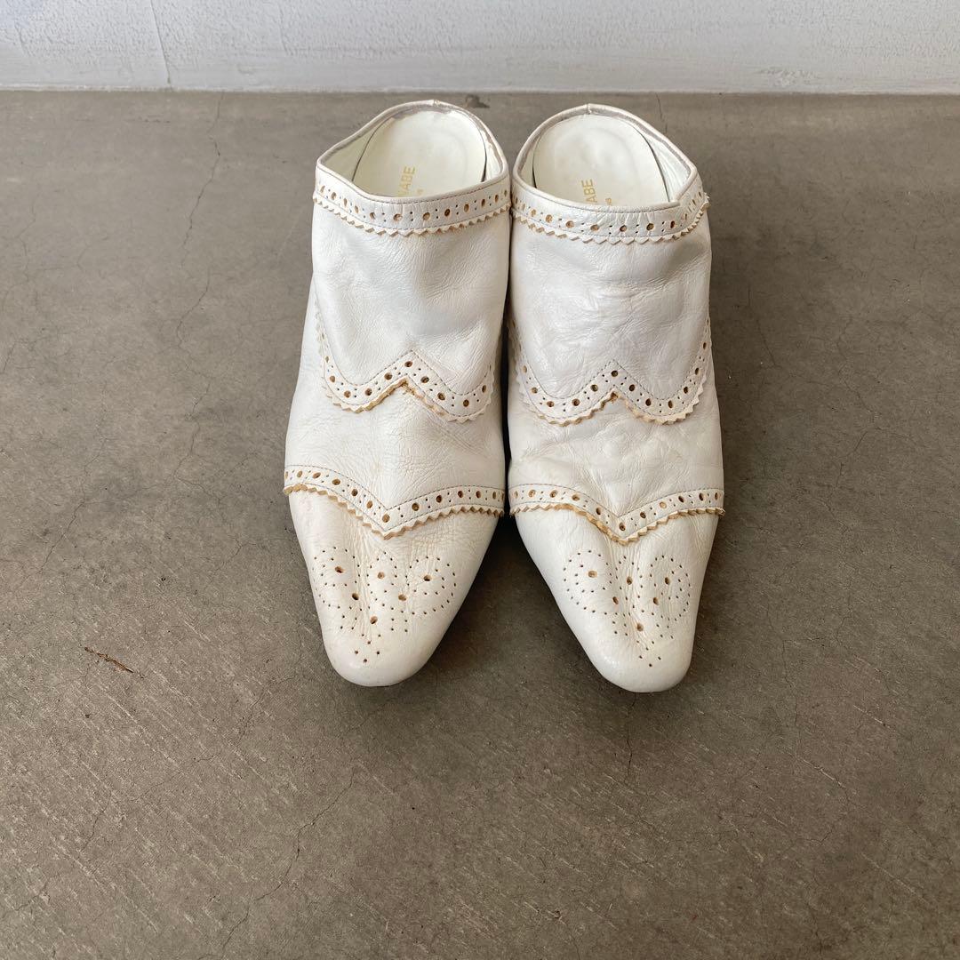 JUNYA WATANABE ホワイトレザースウィングチップミュール