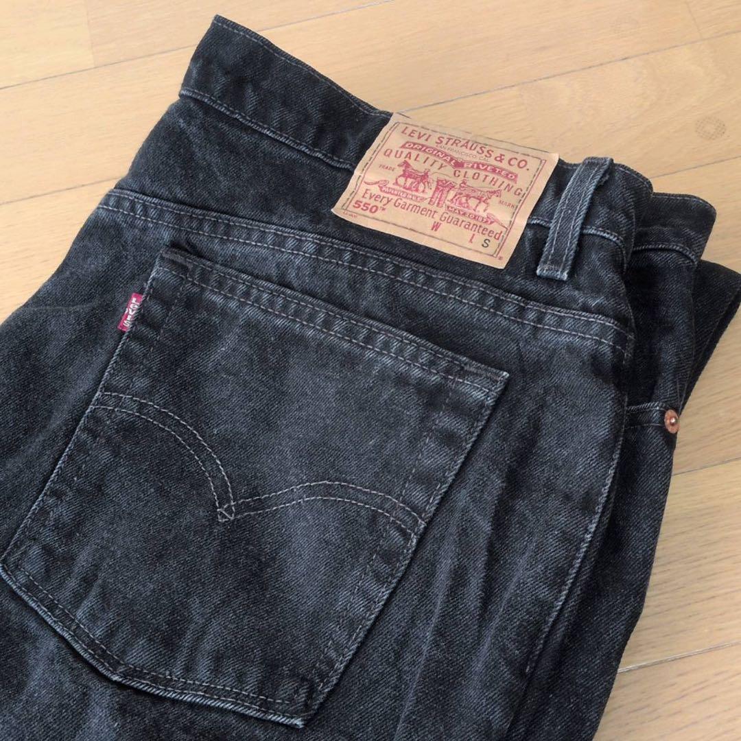 リーバイス 550 リラックスフィット テーパード ブラックジーンズ ボトム