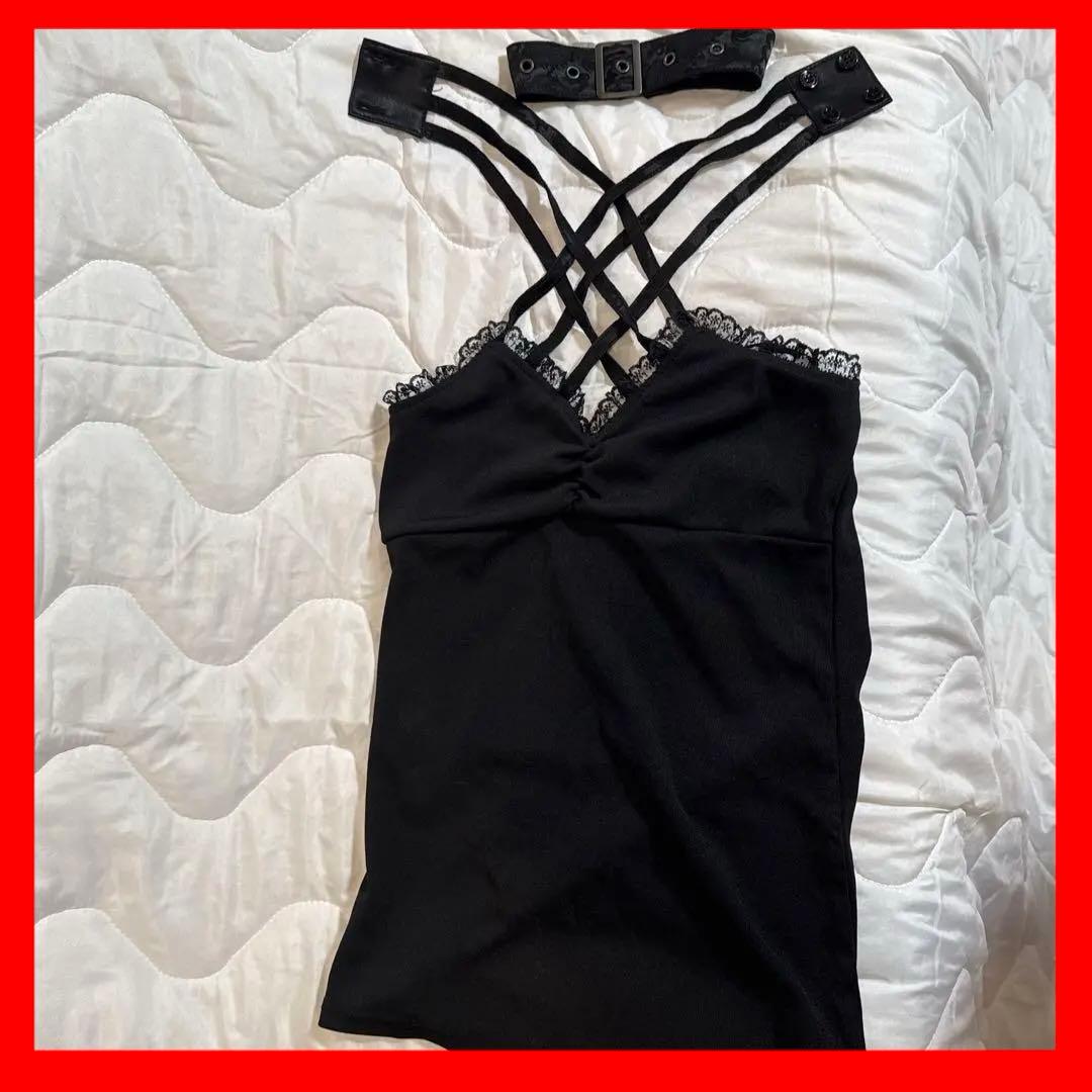 bitte ブラック キャミソール クロスストラップ