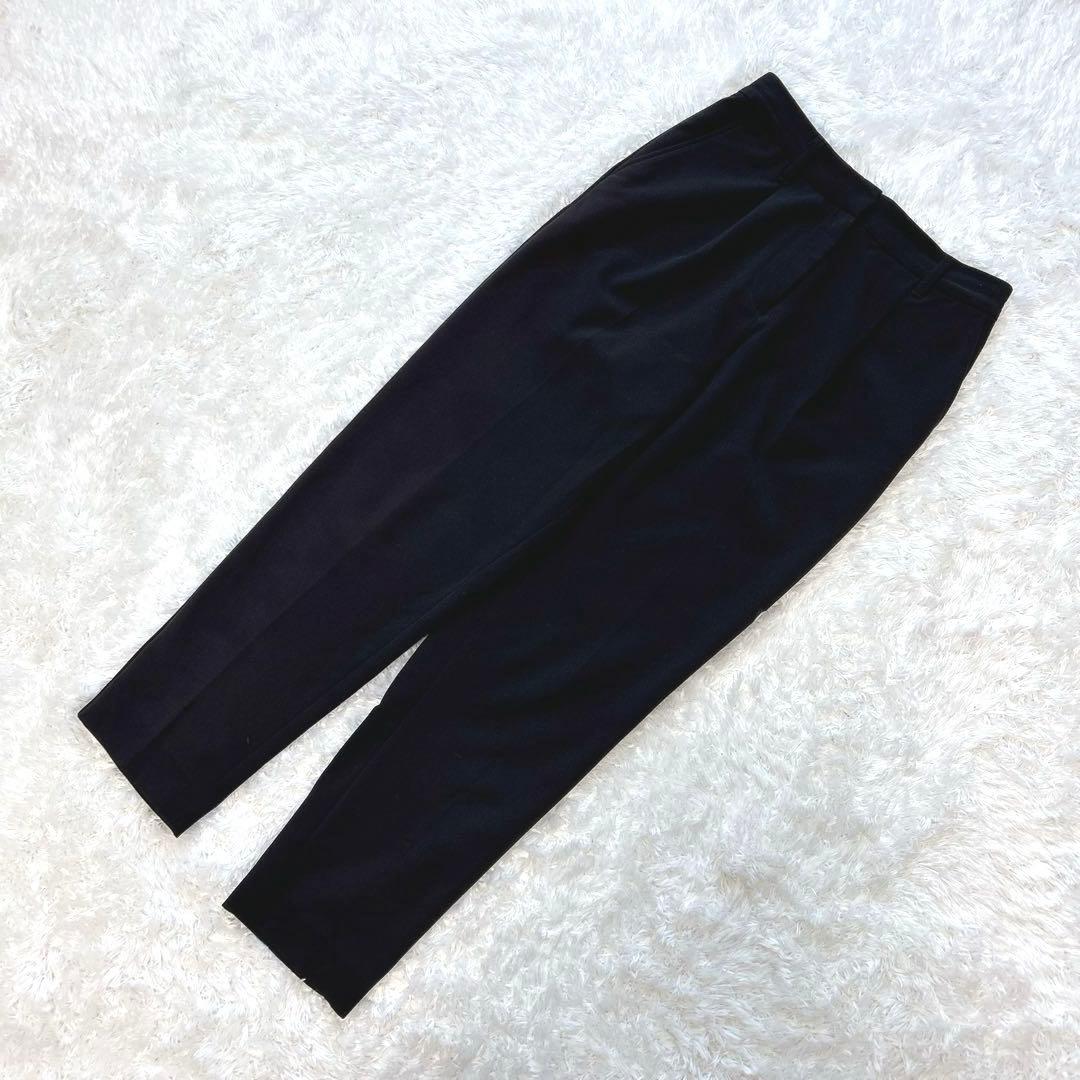 【美品】　PLST　パンツスーツ　オフィスカジュアル　ノーカラー　スラックス　黒