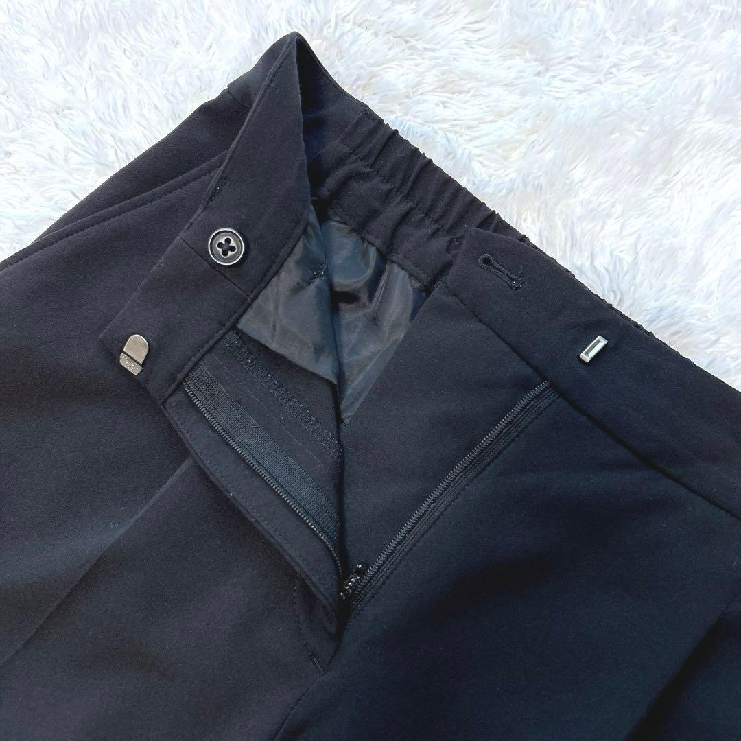 【美品】　PLST　パンツスーツ　オフィスカジュアル　ノーカラー　スラックス　黒