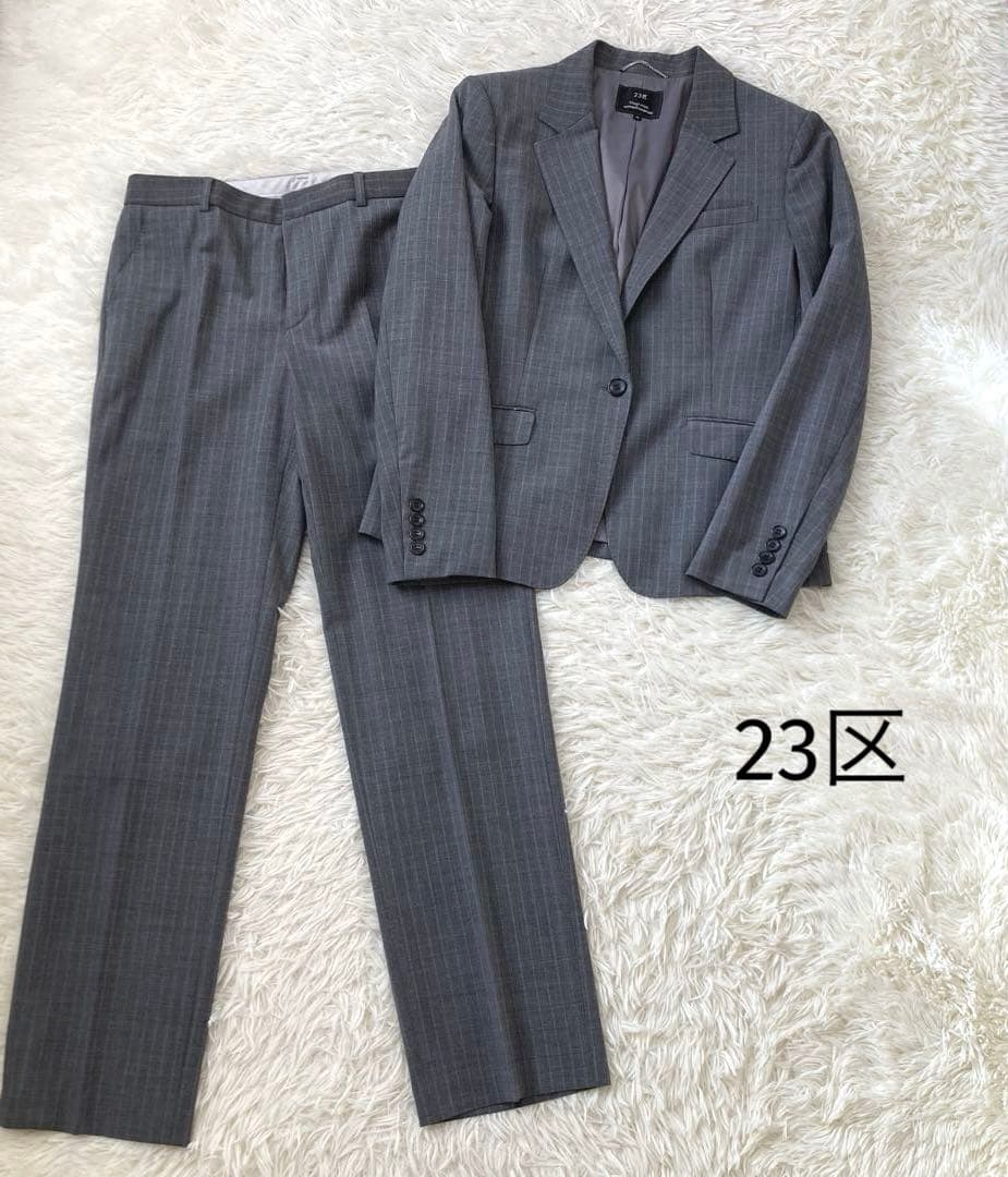 23区　スーツ　テーラードジャケット　パンツ　ストライプ　大きいサイズ　40