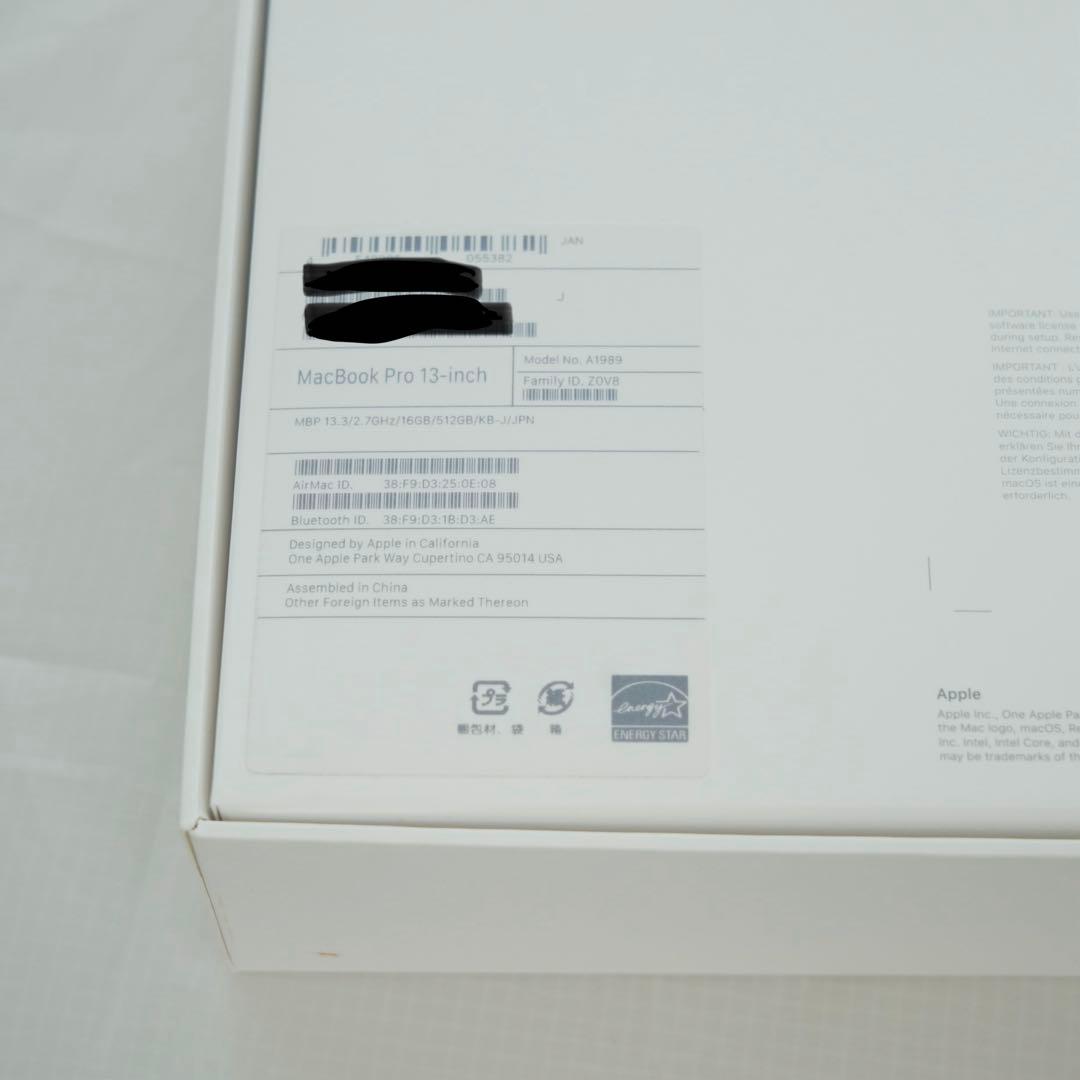 macbookpro 2018 13インチ メモリ 16GB 512GB