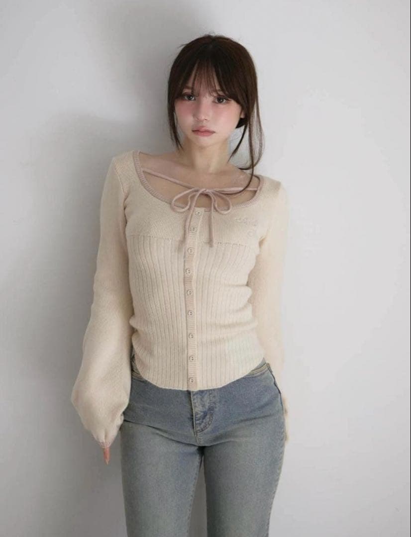 トップス andmary sonique knit tops ivory