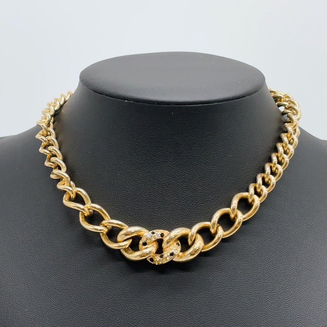 美品✨DIOゴール ネックレス 喜平 チェーン 大ぶり ラインストーン