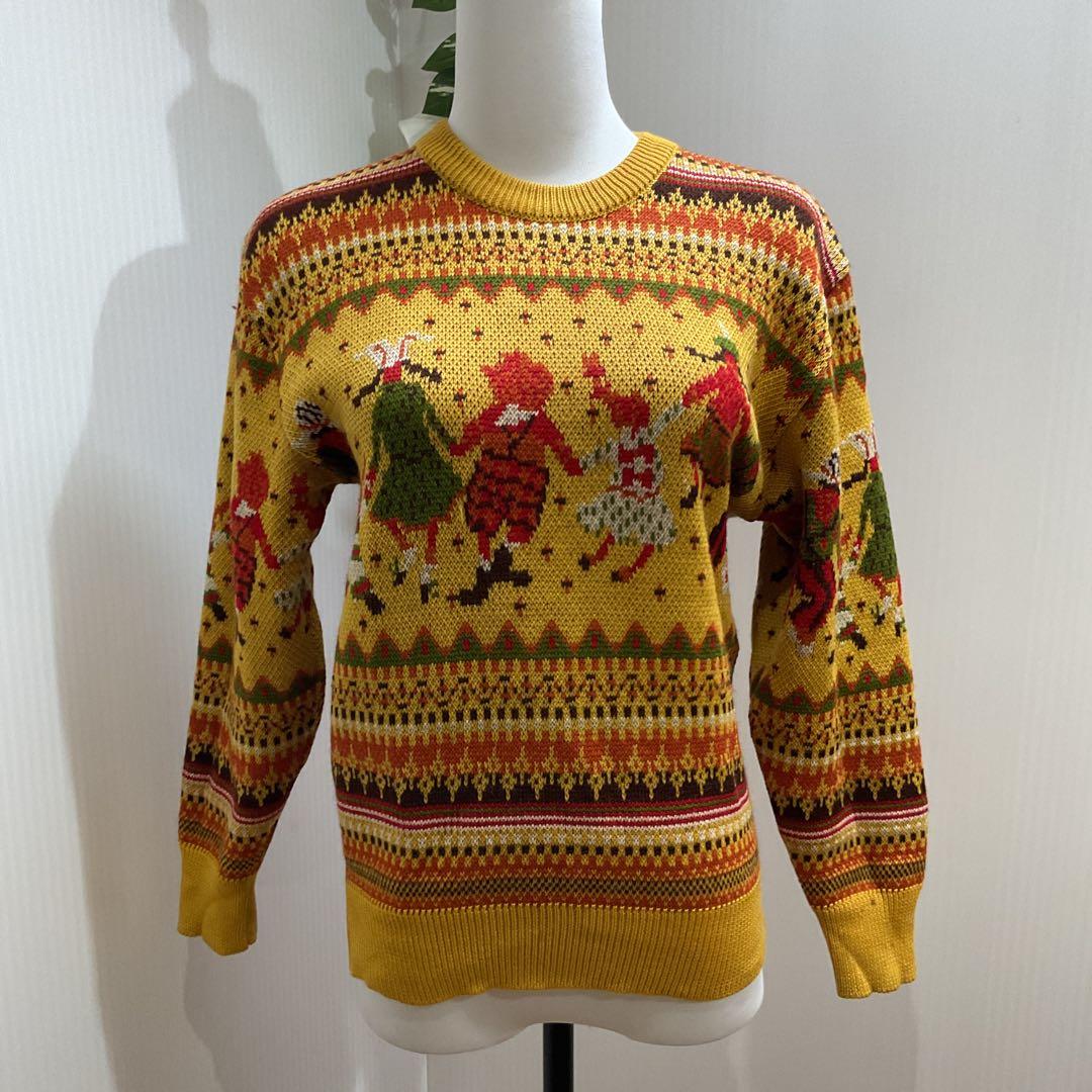 希少　日本製　I.S.　イッセイミヤケ　М 　　アイル柄 　厚手　長袖セーター