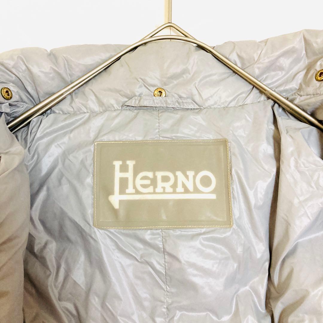 ヘルノ　ダウンコート　 Aライン　ゴールドロゴプレート　ロング丈　軽量　38
