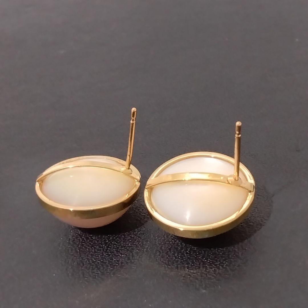 K18◯マベパール◯ピアス✨シンプル綺麗✨K18製シリコン留め具新品