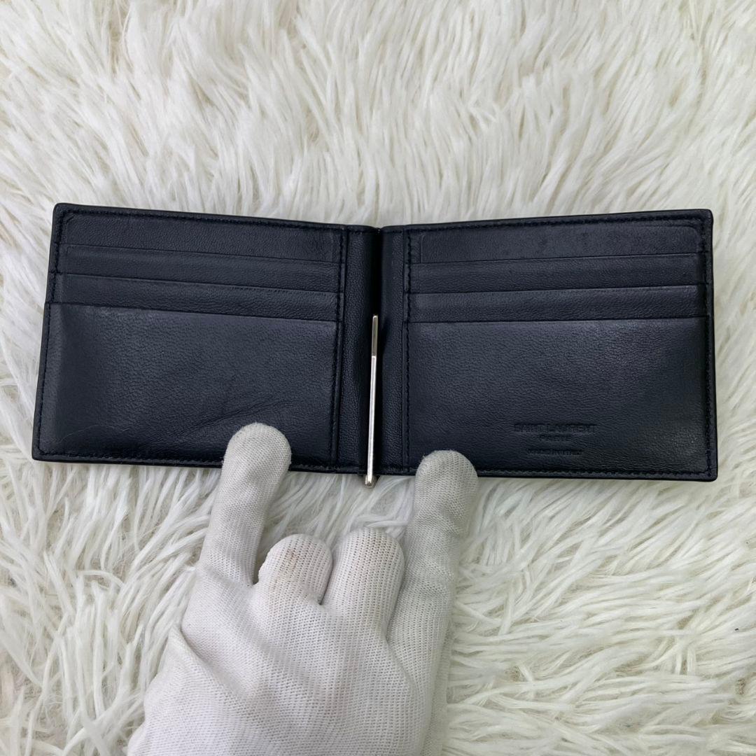 ⭐️極美品⭐️ サンローラン　マネークリップ　クロコ型押し　シルバー金具