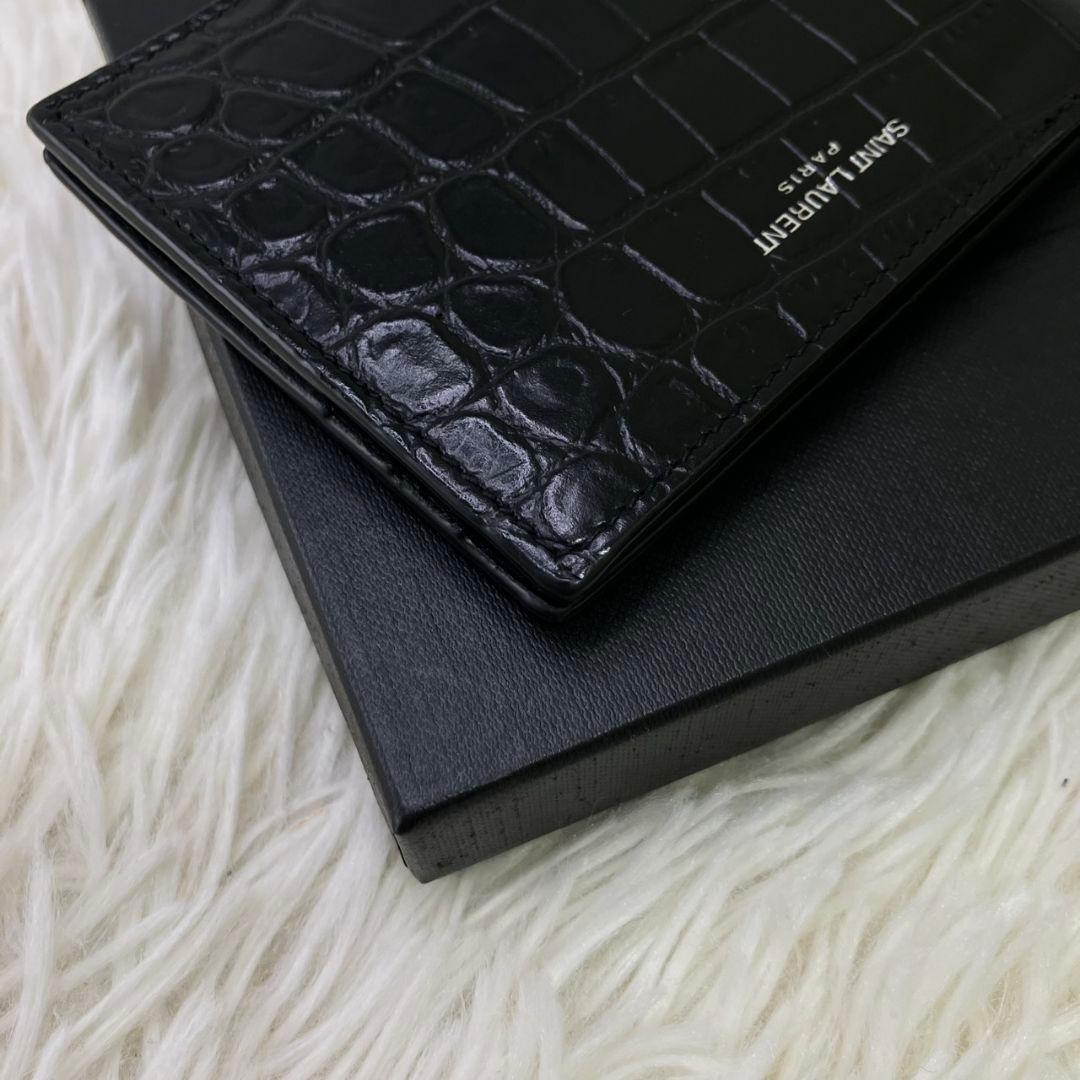 ⭐️極美品⭐️ サンローラン　マネークリップ　クロコ型押し　シルバー金具