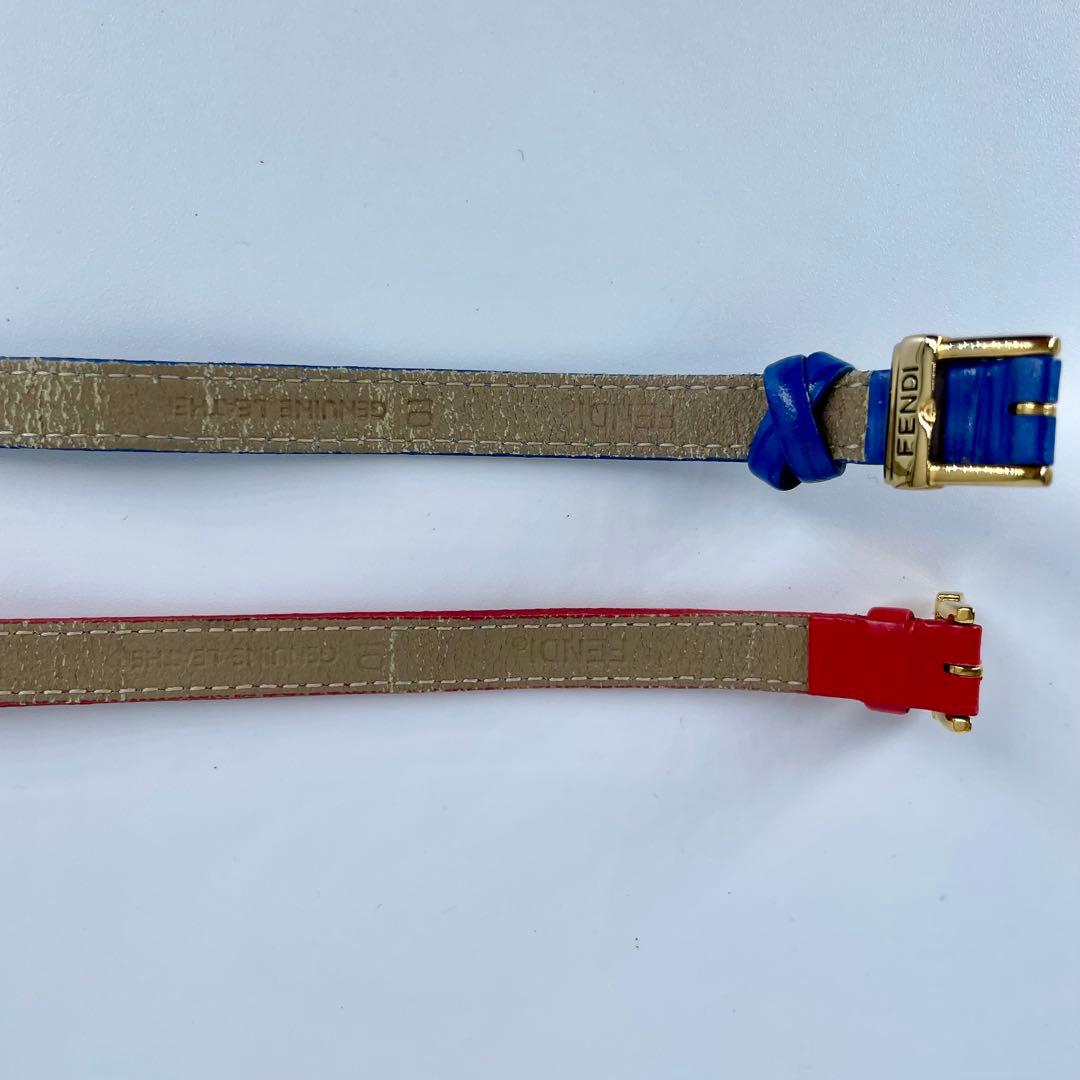 【稼働品】FENDI/フェンディ 640L 革 レディース　替ベルト　赤、青