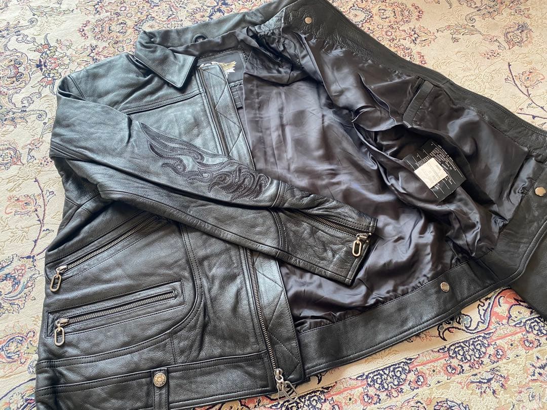 新品未使用HARLEY-DAVIDSON ブラックレザーピンストジャケット極上