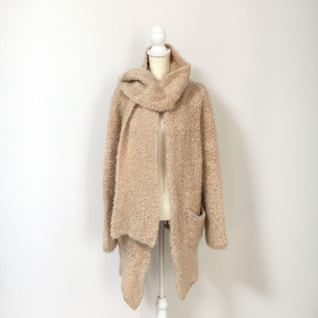 定価24万円　FOXEY フォクシー　カシミヤ マフラー付　ニット　コート