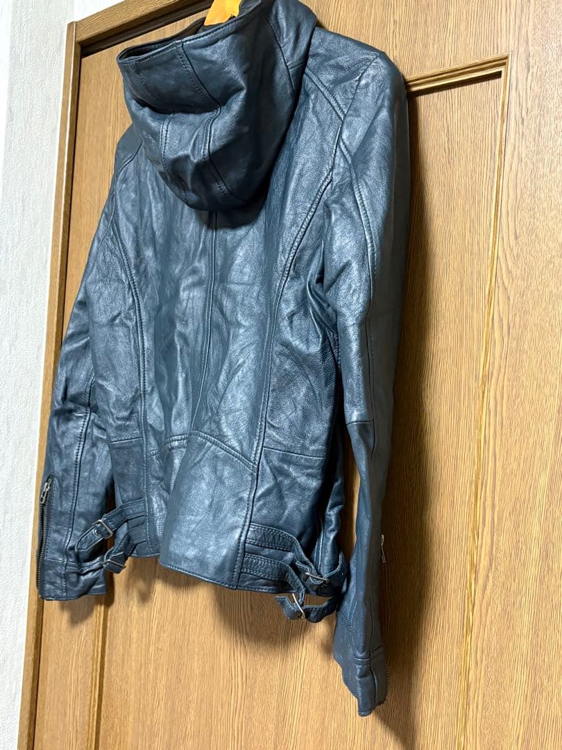 美品　RUPERT EDGEダークブルー ネイビー系　レザージャケット　羊