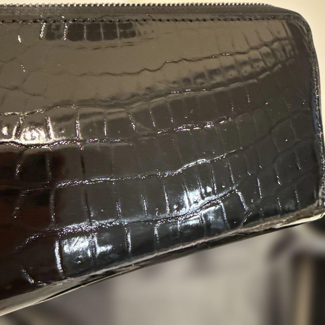 パピ さん専用新品　黒 シャイニングクロコダイルＬ型ファスナー長財布
