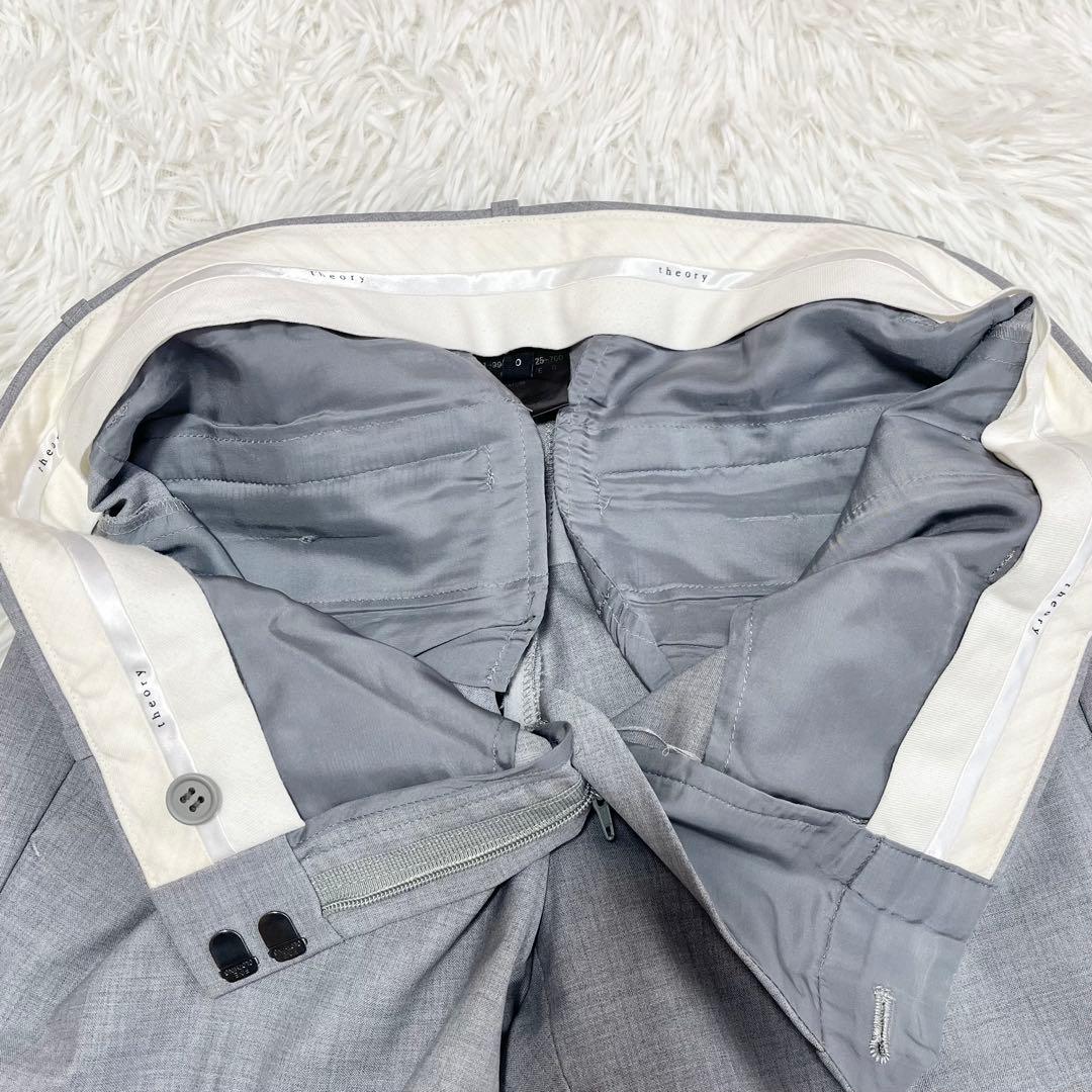 【美品】　セオリー　LANAI　TAILOR　パンツスーツ　ノーカラー　グレー