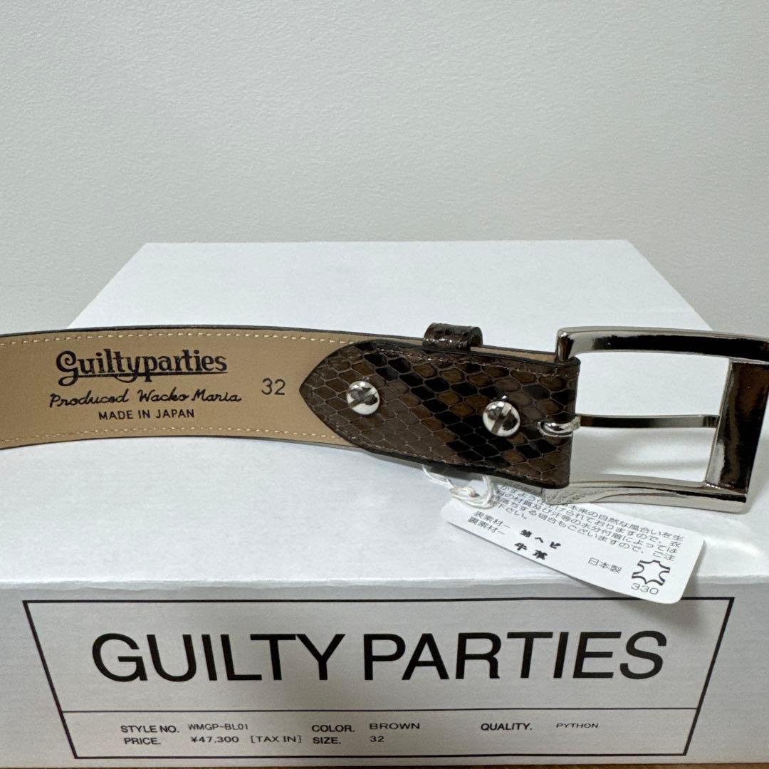 ワコマリア　レザーベルト　パイソン　ブラウン　32