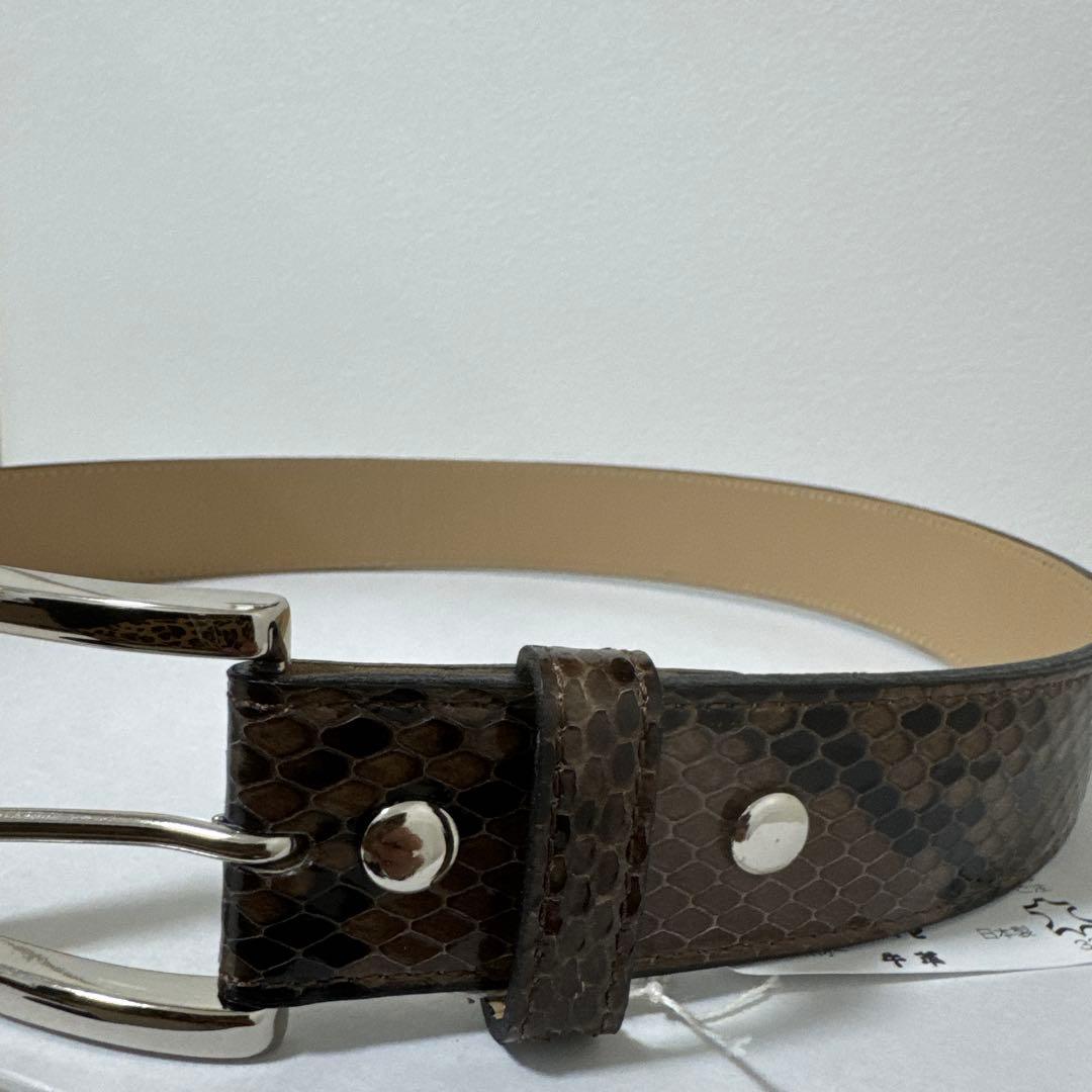 ワコマリア　レザーベルト　パイソン　ブラウン　32