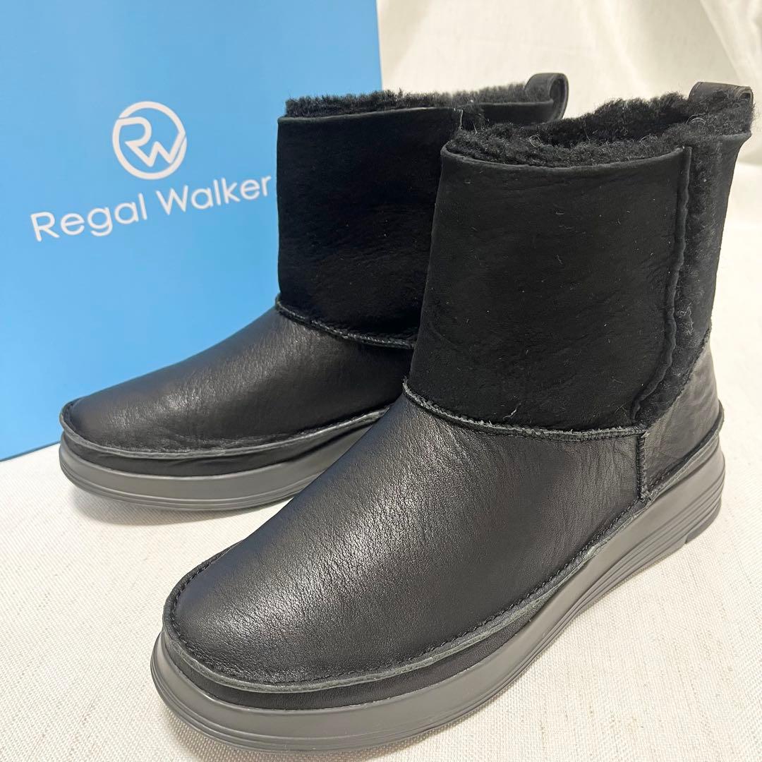 【極美品】REGAL WALKER 本革　スエード　ムートンブーツ　防滑　黒