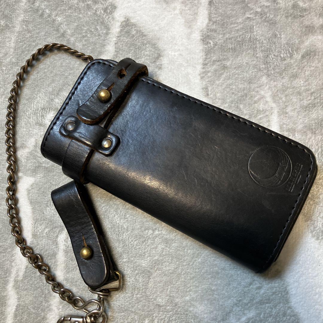 【希少】KADOYA 長財布 バイカーズウォレット チェーン レザー ブラック