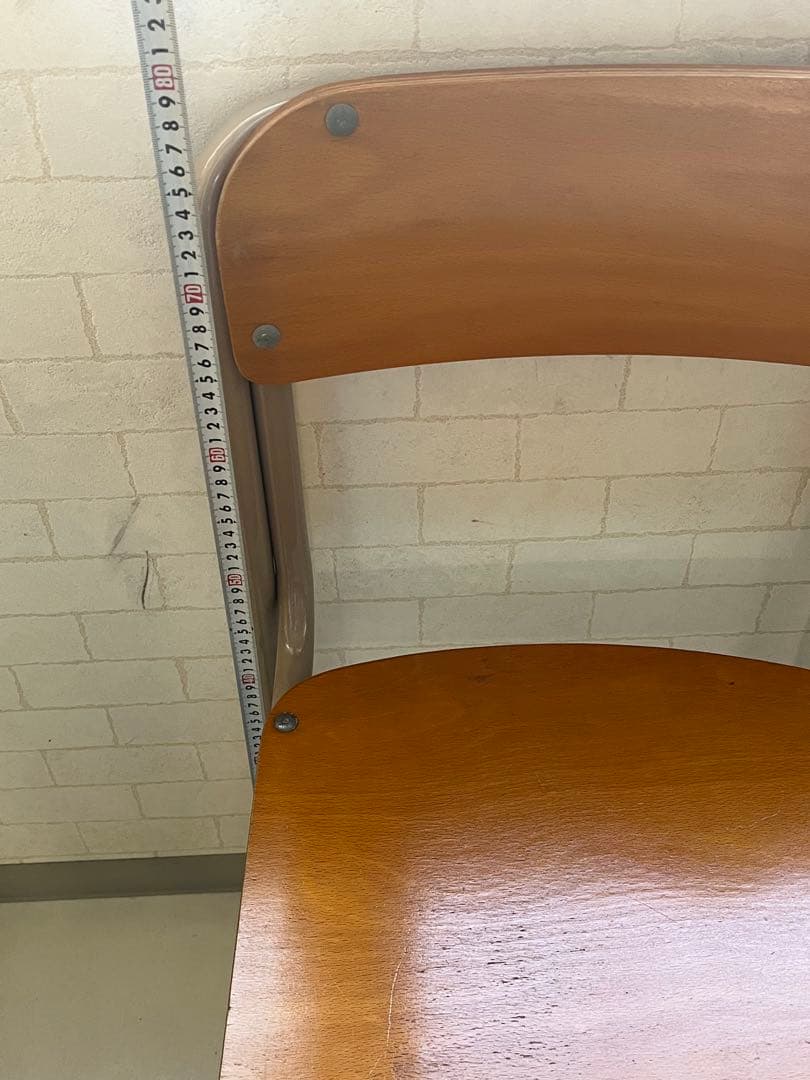 昭和レトロ 学校椅子 4脚セット 木製 スチール ビンテージ カフェ 会議用