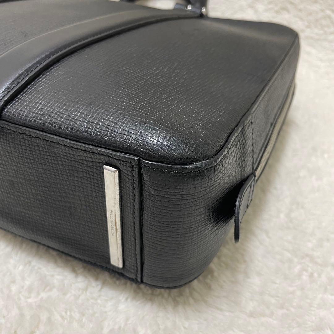 【美品】ペッレモルビダ マーレ ビジネスバッグ ブリーフケース ブラック レザー