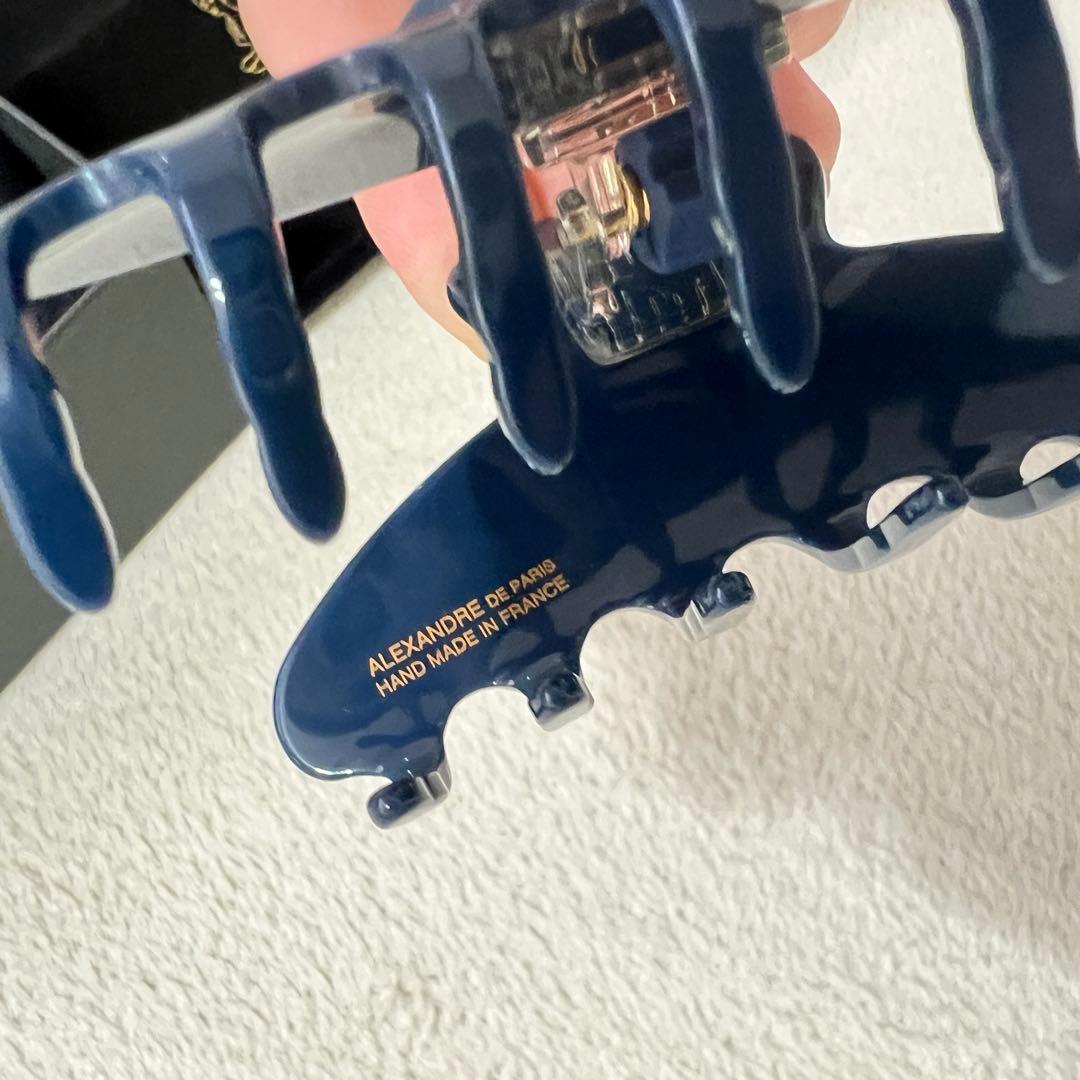 【新品】ALEXANDRE DE PARIS ヘアクリップ　ネイビー完売箱付き