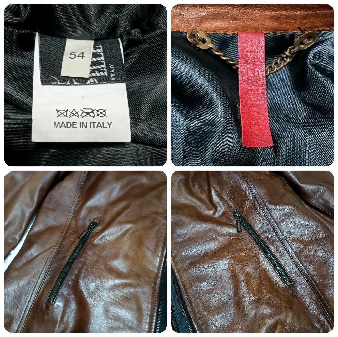Vera Pelle　ライダースレザージャケット　柔らか軽量　シープスキン　54