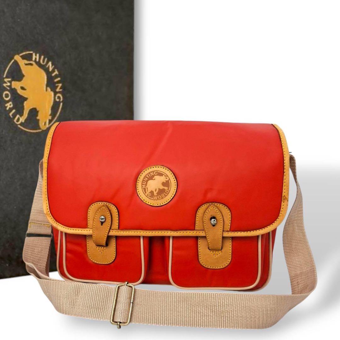希少カラー　ハンティングワールド　ショルダーバッグ　バチュークロス　赤　6