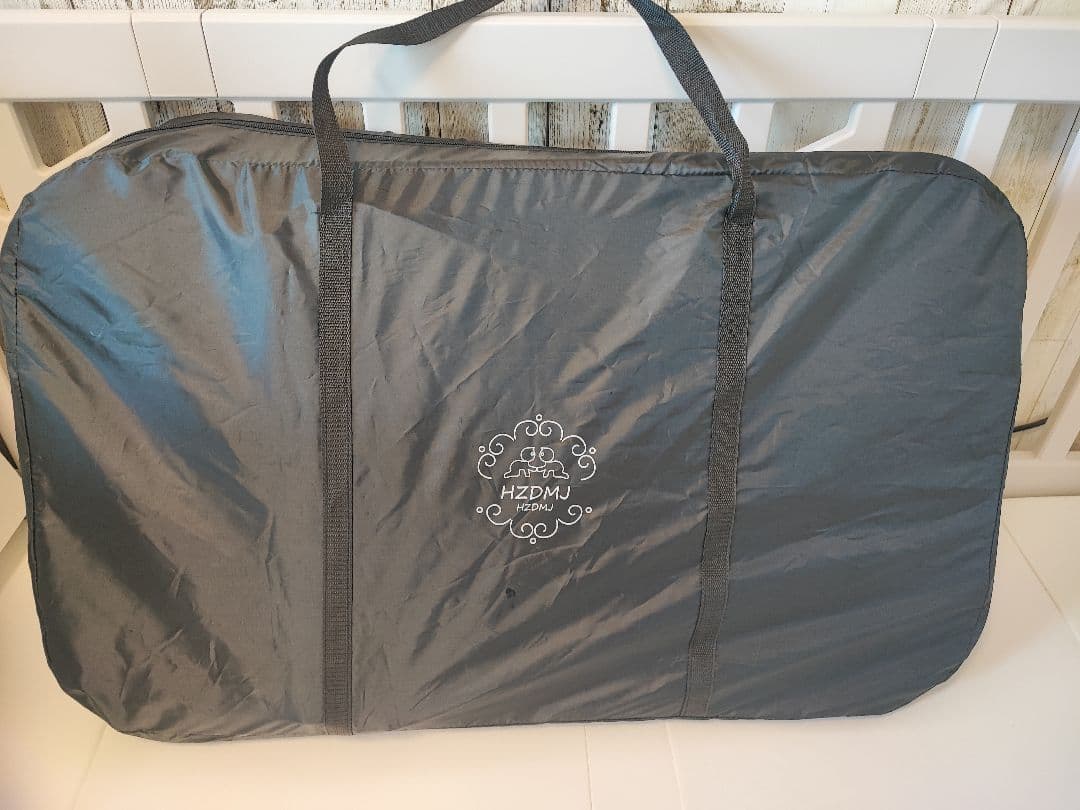 【美品 未使用シーツ付き】HZDMJ ベビーベッド グレー 収納バッグ付き