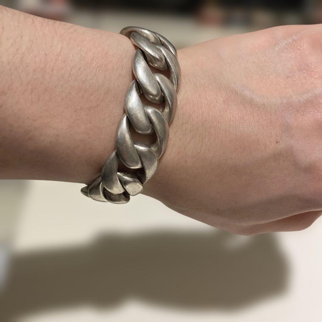 シルバー925 編み込みチェーンブレスレット