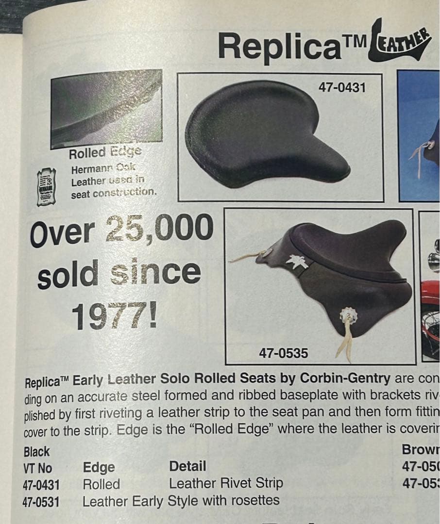 ハーレーダビッドソン　レプリカアーリーソロシート　黒レザー　Ｖ-TWIN製