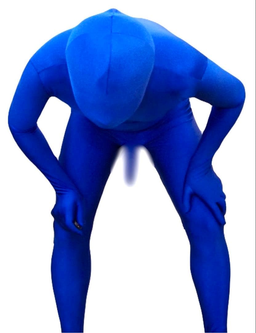 即購入OK。Mサイズロイヤルブルー男性凸仕様ゼンタイフルフェイスマスク全身タイツ