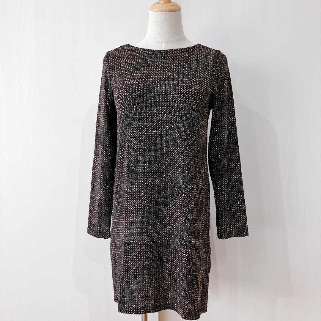 【極美品】コルソロッソ　ラメトップスサイドスリット　イタリア製長袖ワンピース