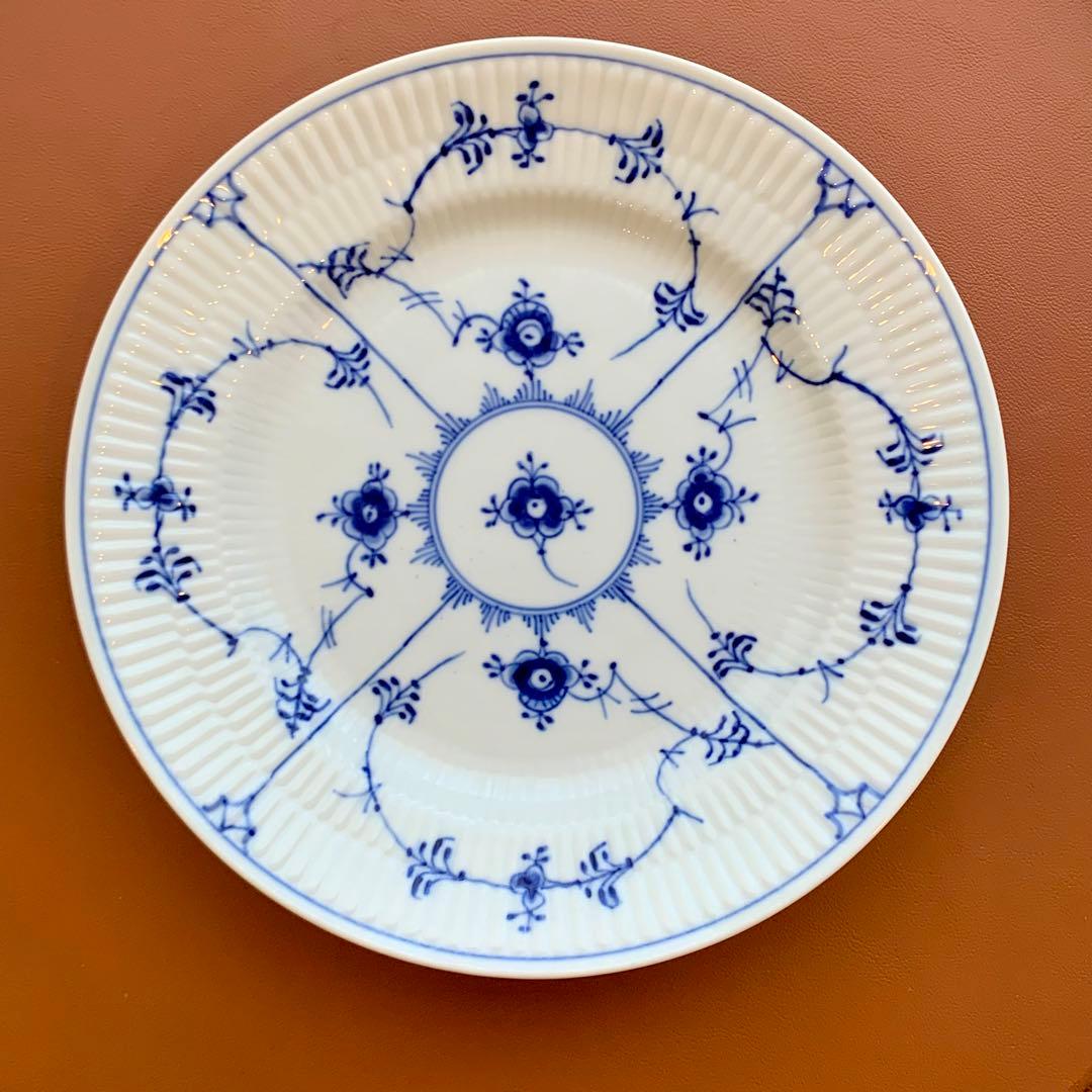 ビンテージ・ロイヤルコペンハーゲン・2枚Φ21cm・ブルーフルーテッドプレイン