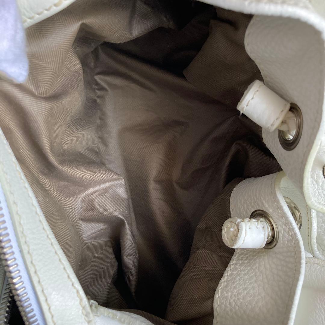 未使用に近い　マルベリー　トートバッグ　グレインレザー　ターンロック　ホワイト