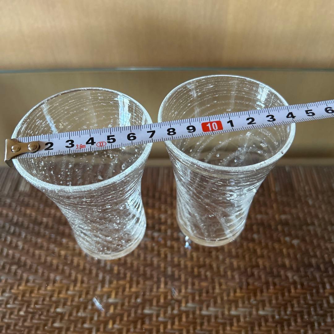 新品◆91 荒川尚也　螺旋状　アワグラス　宙吹きガラスコップ　４客　晴耕社ガラス