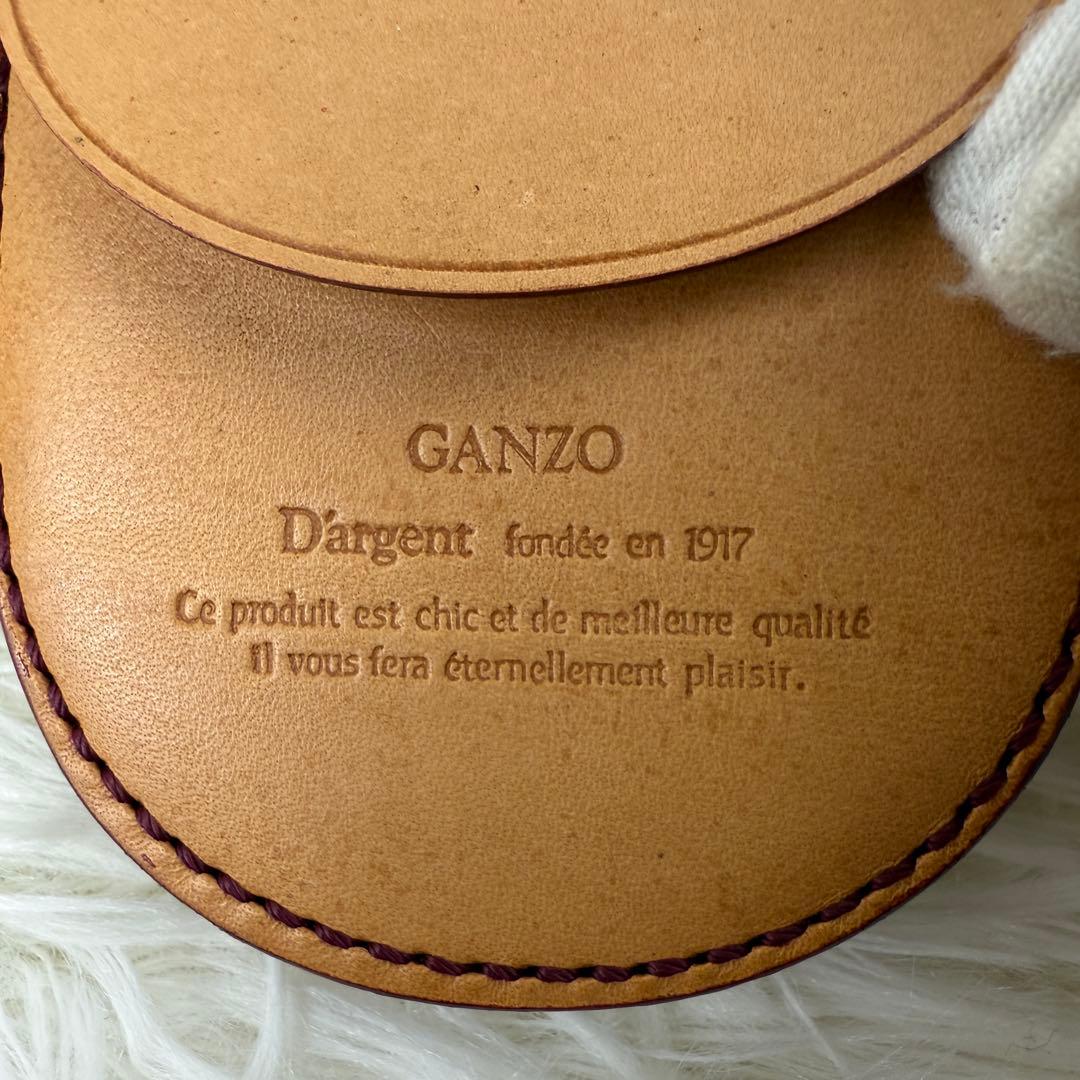 極美品 ガンゾ ケース 馬蹄型 小銭入れ スモールクロコ ボルドー