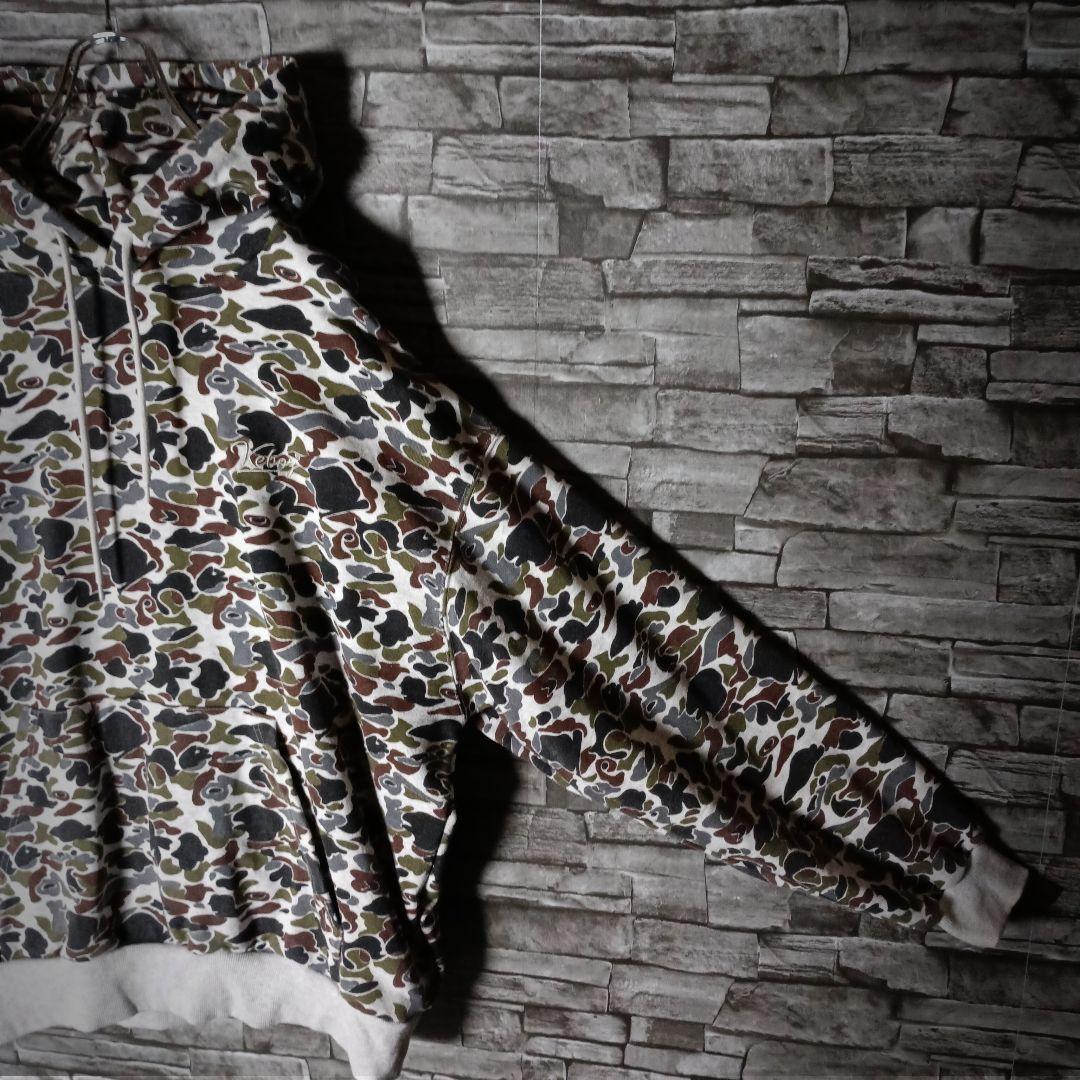 でかい 厚い 重い！ケボズオーバーサイズパーカー カモ柄 バック刺繍ロゴ