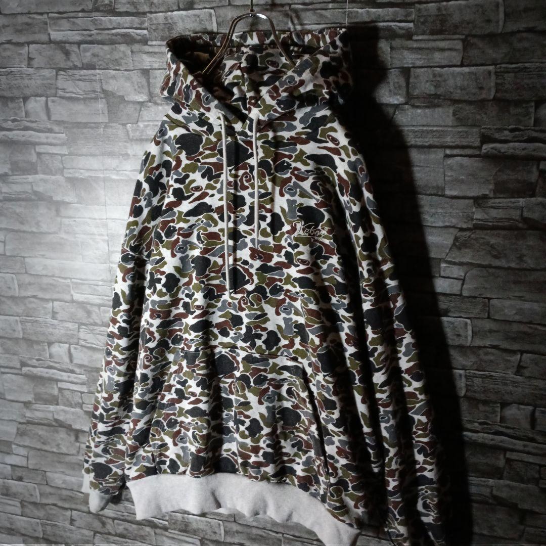 でかい 厚い 重い！ケボズオーバーサイズパーカー カモ柄 バック刺繍ロゴ