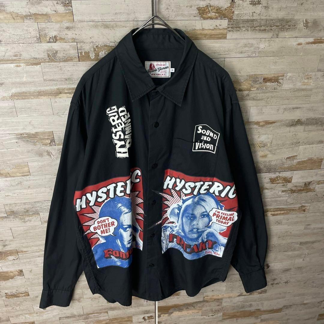 2811U【美品】ヒステリックグラマー☆ヒスガール 複数ロゴ 長袖シャツ